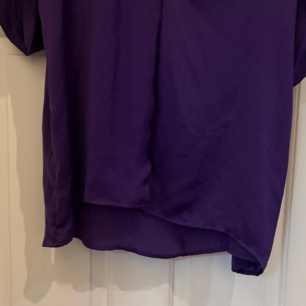 Glam Rich Purple V-Neck Blouse - Picture 5 of 6